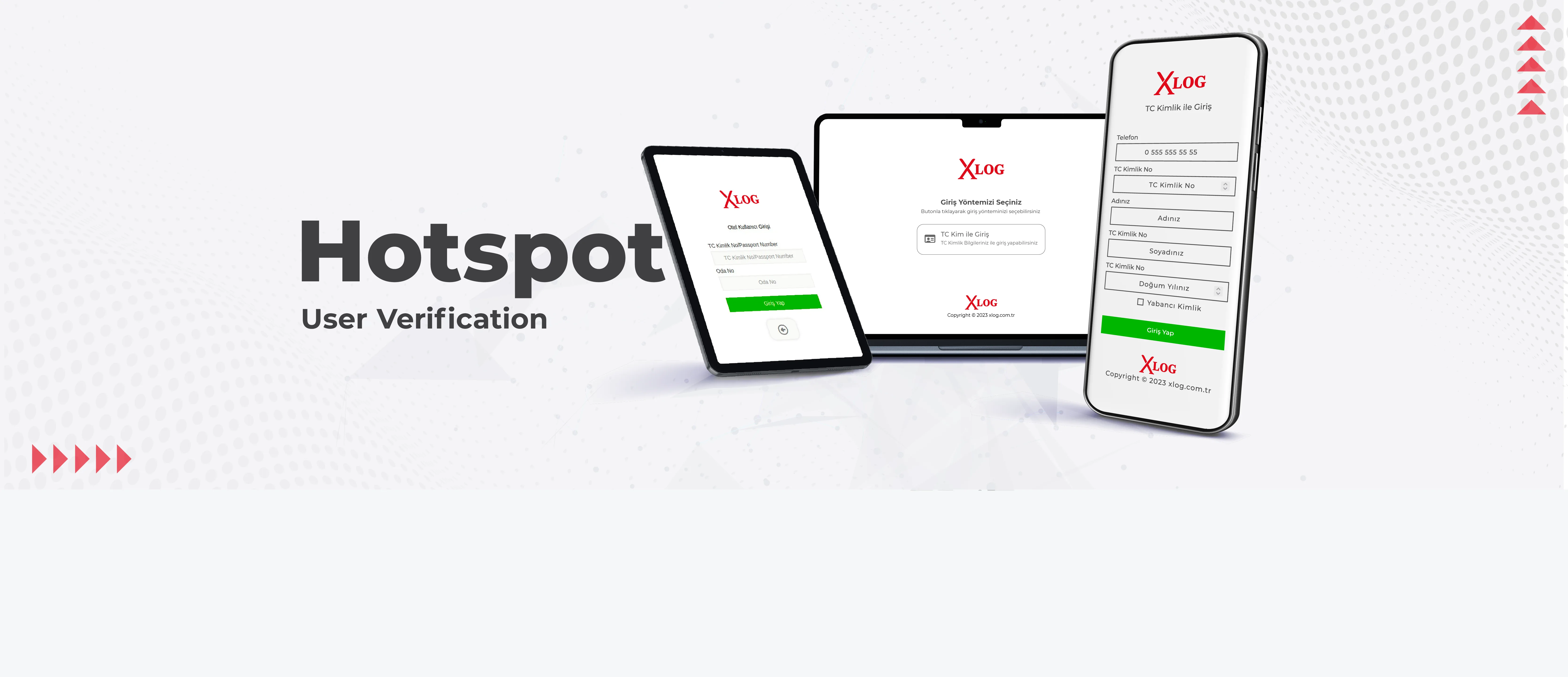 Hotspot — User verification. The XLOG captive portal on phones, tablets and computers.