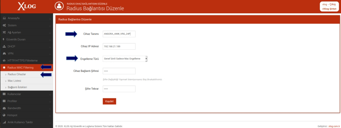 radius cihaz ekleme