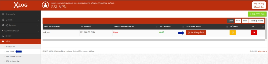 Xlog SSL VPN sertifikasını indir