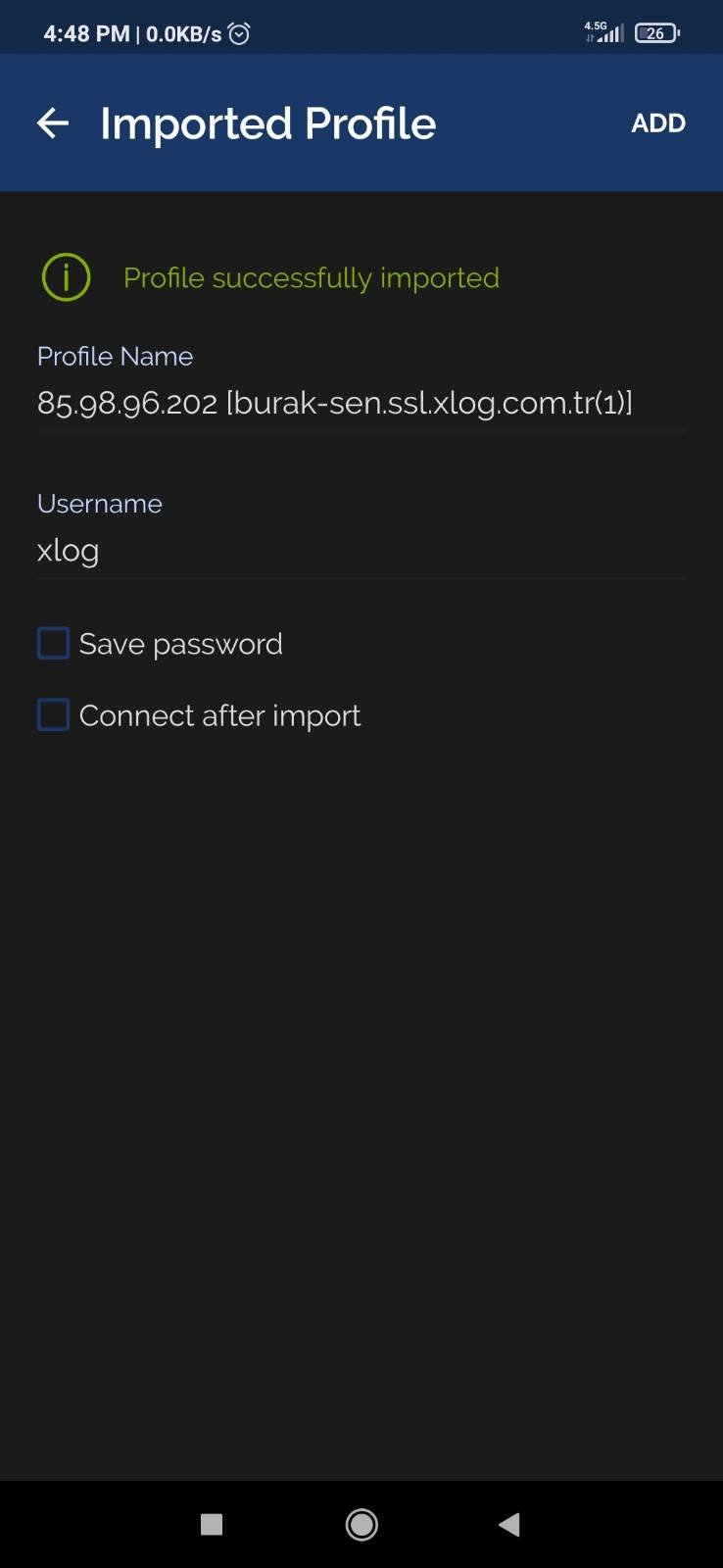 XLog OpenVPN user login android