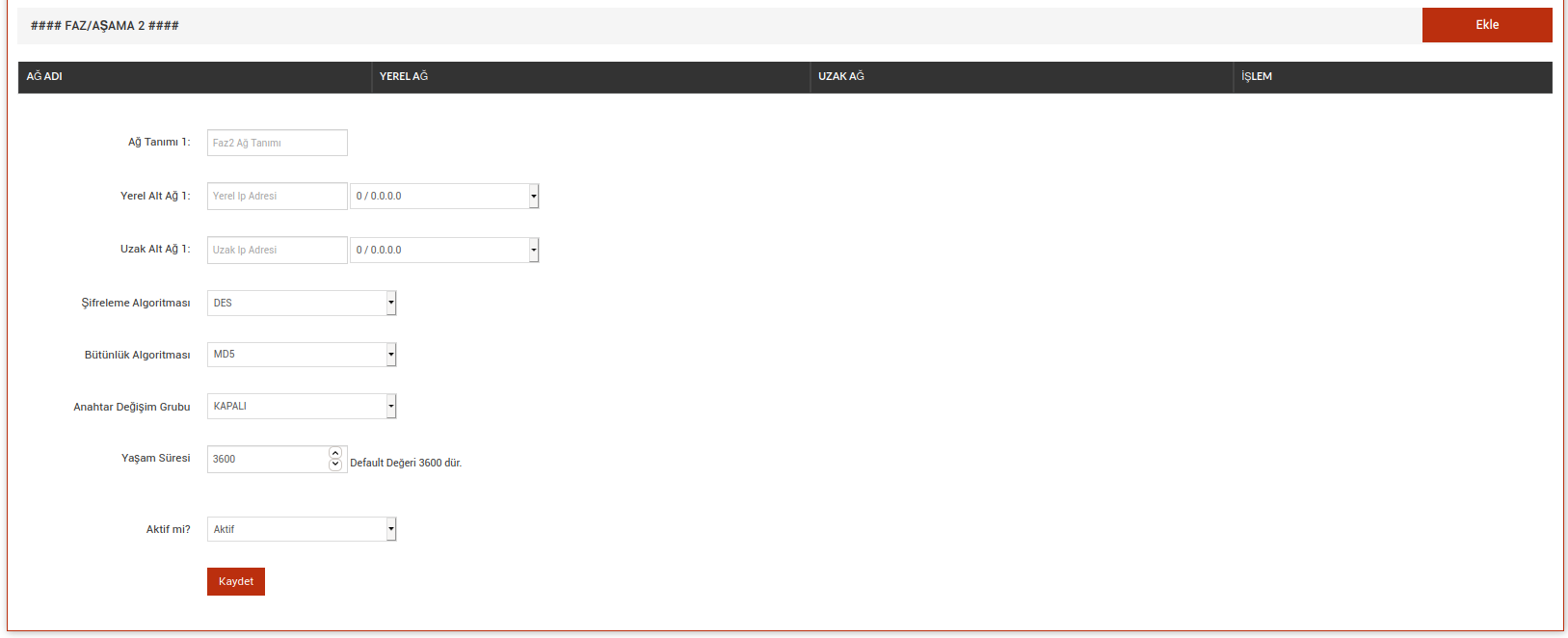 Xlog IPsec VPN Faz aşama 2