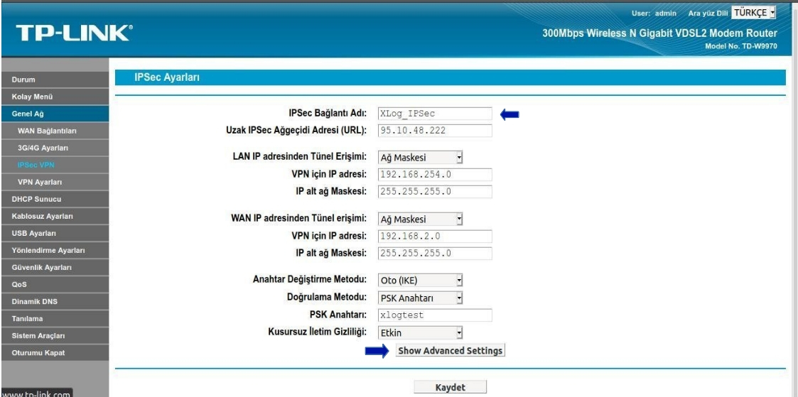 Tp-Link IPSec ayarları