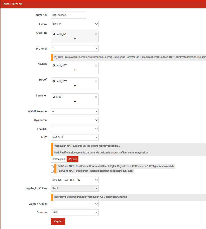 nat loopback rule add