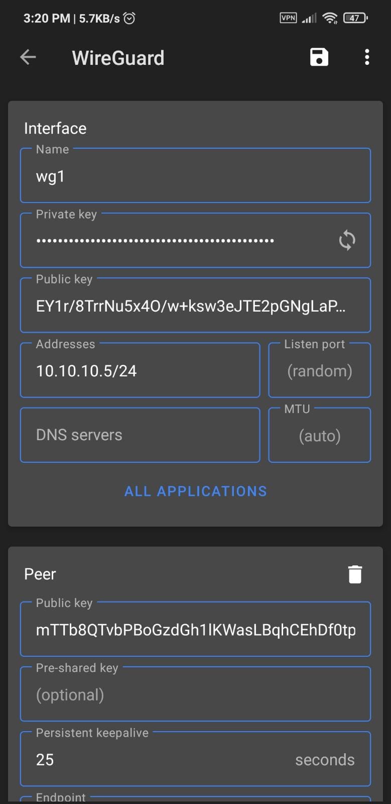 Wireguard xlog peer configuration