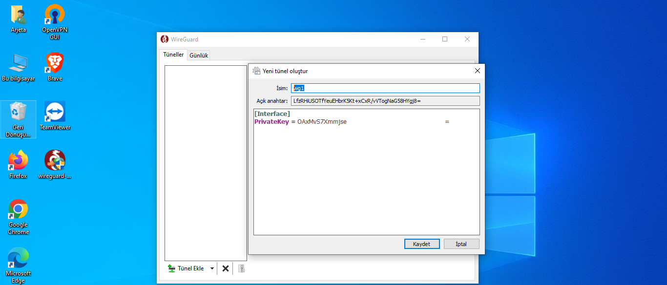 Xlog Windows Wireguard Tunnel interface