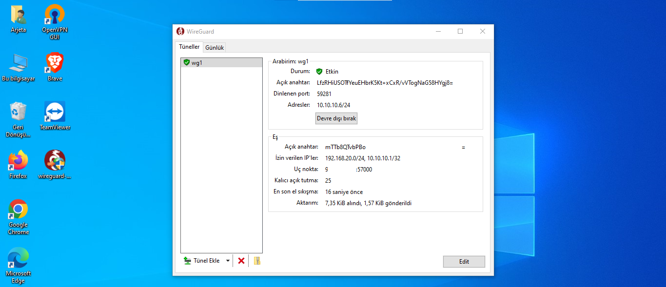 xlog wireguard vvpn active