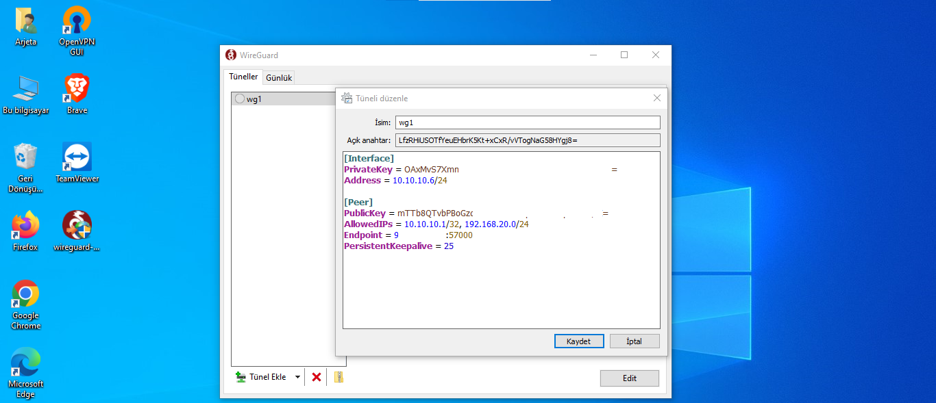 Xlog Windows Wireguard tun config
