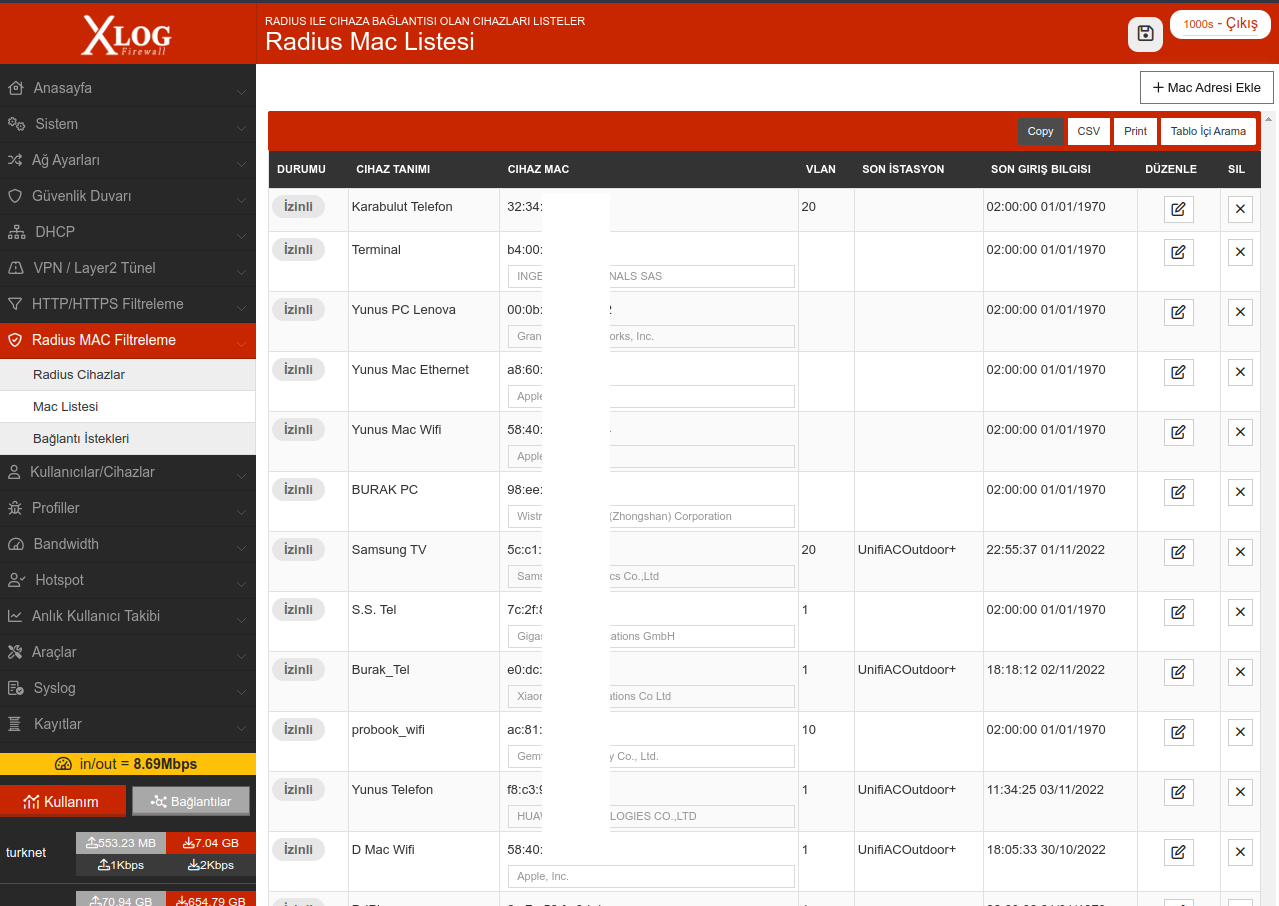 XLOG 802.1x dynamic vlan mac addressing