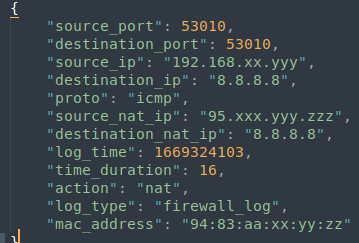 xlog firewall nat log