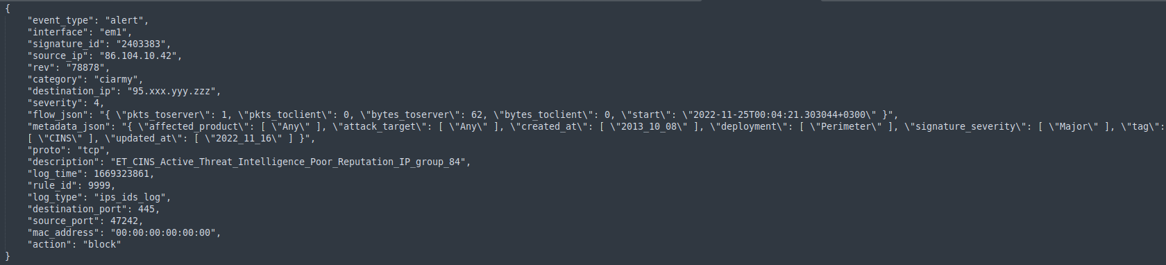 XLOG IPS/IDS LOGS FORMAT