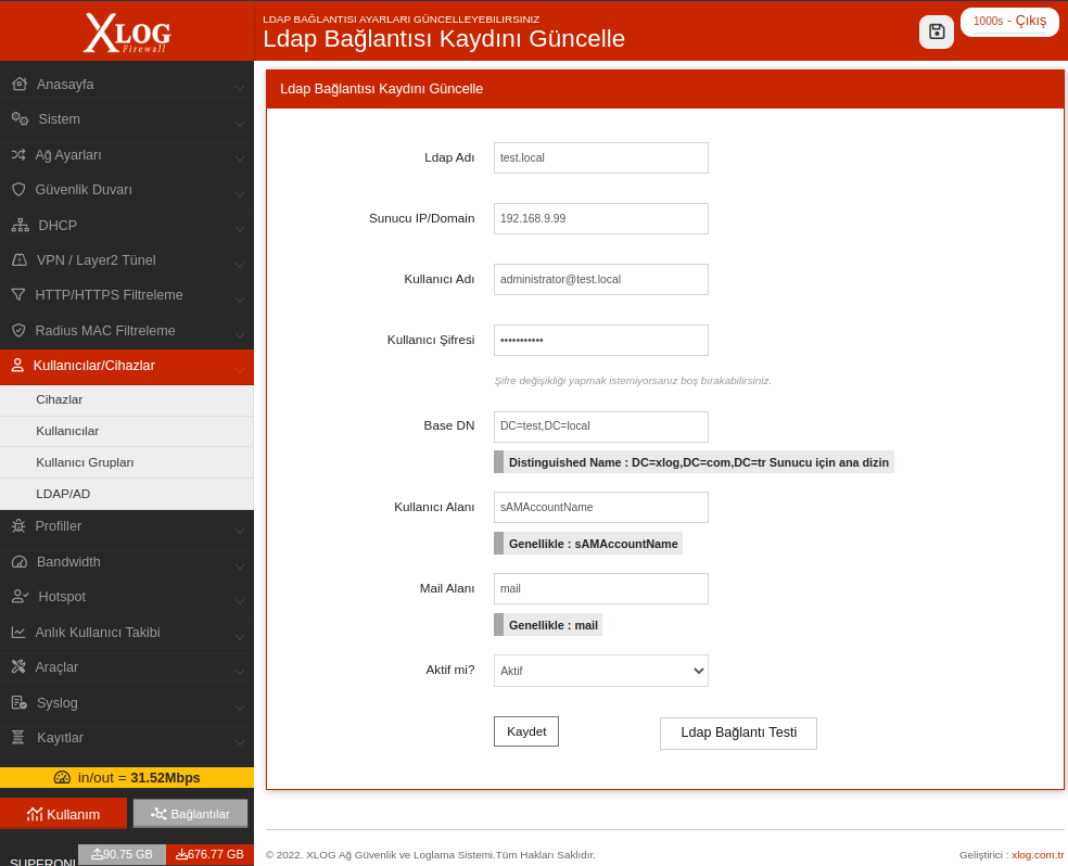 XLOG active directory server ekle