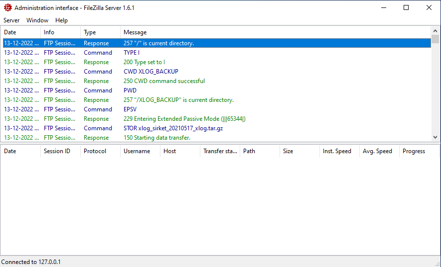 ftp filezilla server xlog backup