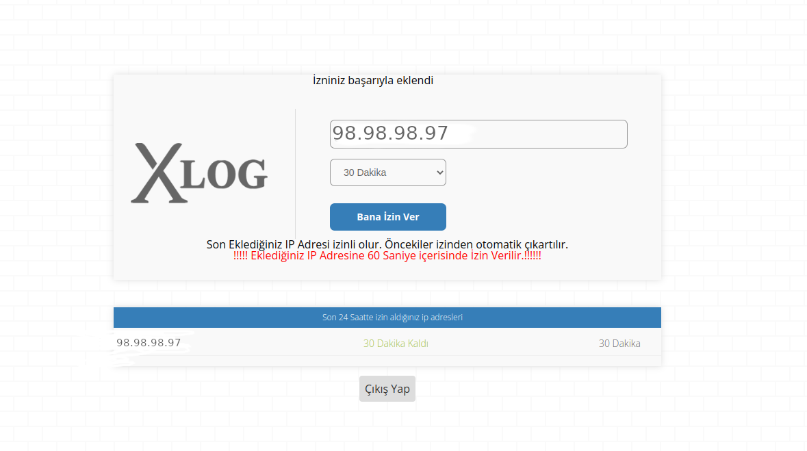 xlog bana izin ver portalı