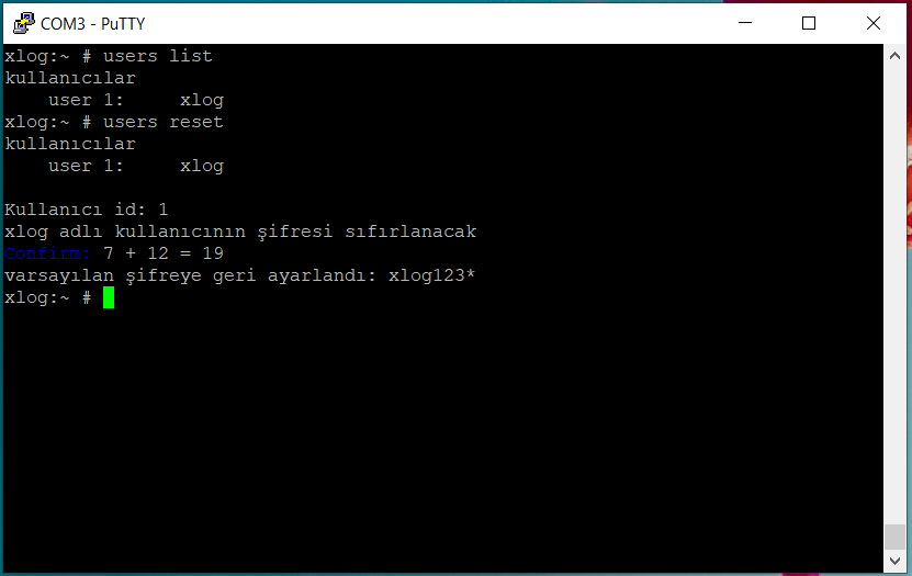 xlog cli password reset