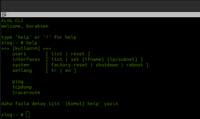 xlog cli komut listesi