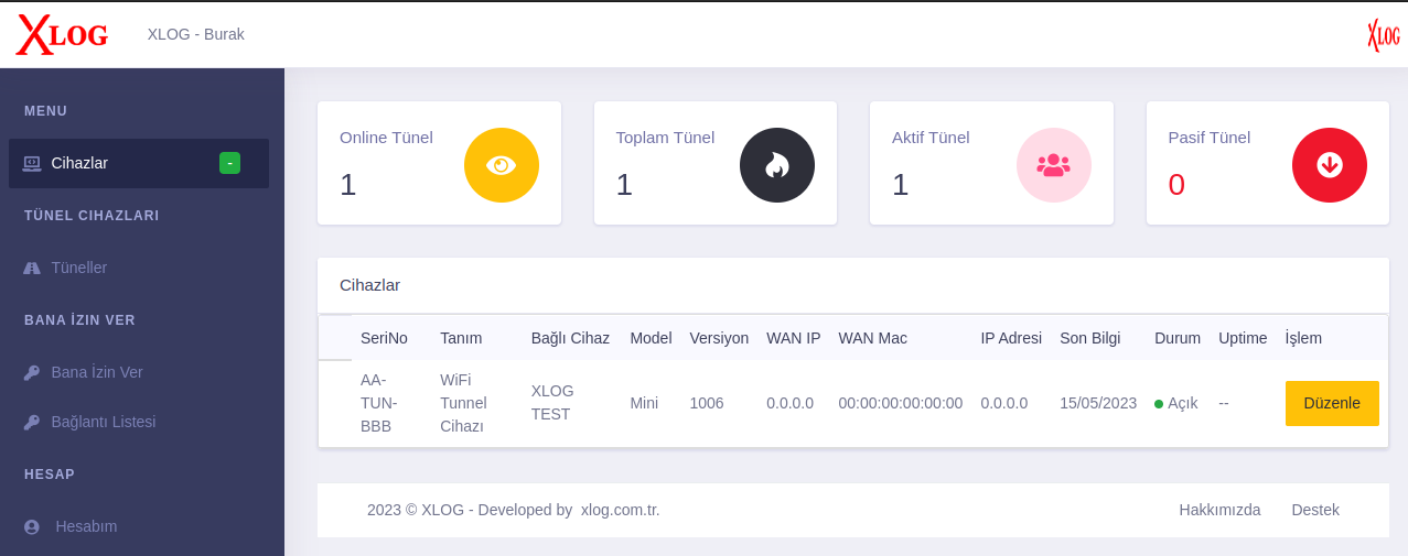 xlog mini tunnel customer panel