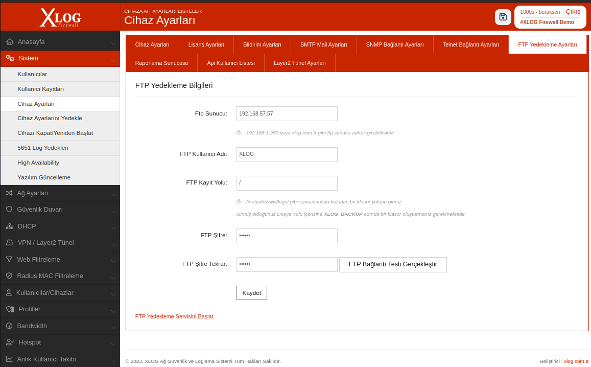 Xlog FTP backup