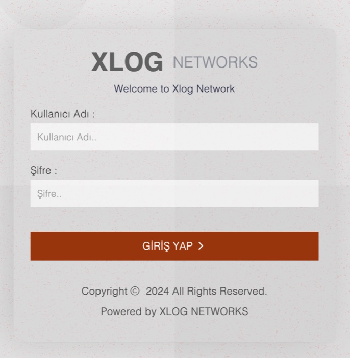 XLOG Hotspot giriş ekranı