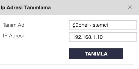 IP adresi tanımlama paneli
